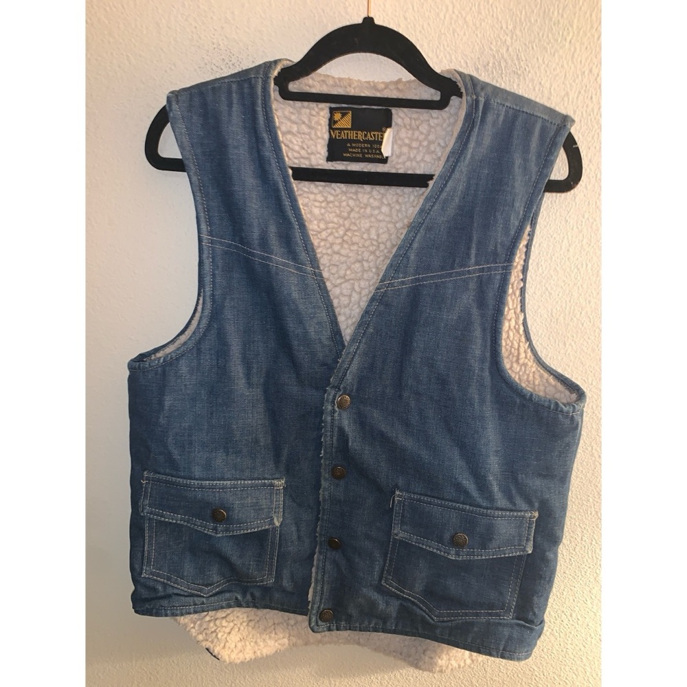 Vintage Weathercaster Denim Vest Size Small